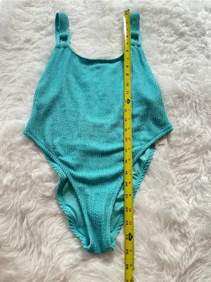 Aerie women’s Turquoise Textured One-Piece Swimsuit 🩱 size M thumbnail 3