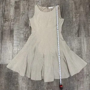 Calvin Klein Womens Dress Sleeveless Tan Khaki Gored Fully Lined Back Zip Size 4 thumbnail 3