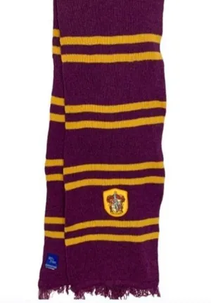 Harry Potter Gryffindor Scarf Costume Halloween Purple Yellow Stripe Lambs Wool thumbnail 1