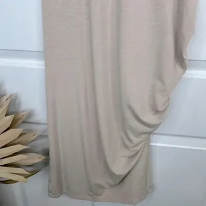 Treasure & Bond Women's Beige Oatmeal Ruched Side T-Shirt Midi Dress Size M thumbnail 5