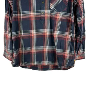Carhartt Farwell Pullover Henley Flannel Shirt Large Navy Red Plaid Work Utility thumbnail 9