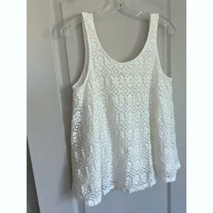 Deletta Anthropologie White‎ Crochet Lace Tank Scoop Neck Lined Medium OB520459 thumbnail 5