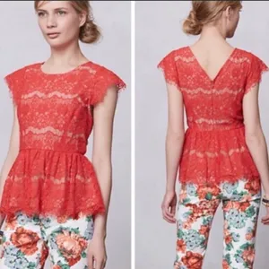 Anthropologie Maeve Peplum LACE Katrina Top L NWT thumbnail 2