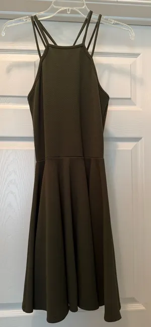 Joyce Leslie Olive Green Strappy Fit-and-Flare Dress thumbnail 1