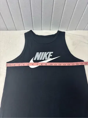Nike Black Cotton Tank with White Nike Swoosh Size L thumbnail 5
