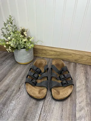 Birkenstock Florida Triple Strap Dark Blue Suede Narrow Ladies 7 Mens 5 EU 38 thumbnail 6
