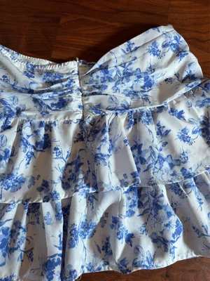 Blue and white floral skirt thumbnail 2