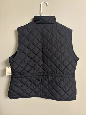St. John’s Bay Puffer Diamond Quilted Vest Black with Gold Accents Size XXL New thumbnail 2
