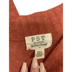 PST Heather Chilli V-neck Knit Sweater Ribbed Size Medium‎ NEW thumbnail 3