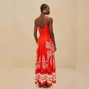 Farm Rio Red Majestic Coconut Tree Maxi Dress S thumbnail 7