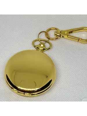 Brown dial gold tone Pocket Watch Quartz Clip On Purse Fob 46mm running thumbnail 5