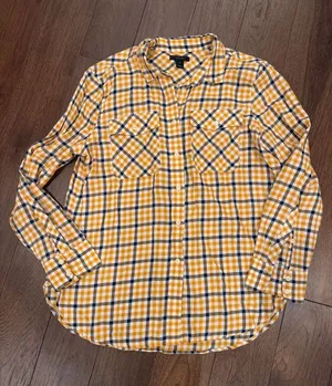 J. Crew Yellow and Navy Plaid Button-Down Shirt Size 10 - Women’s - C1-615 thumbnail 1