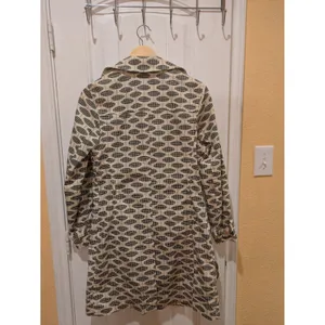 GAP Trench Coat, Geo Print, Ivory, Black & Tan, Sz: XS No Belt thumbnail 12