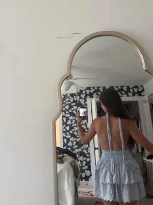 Halter Tie Baby Blue Mini Dress thumbnail 4