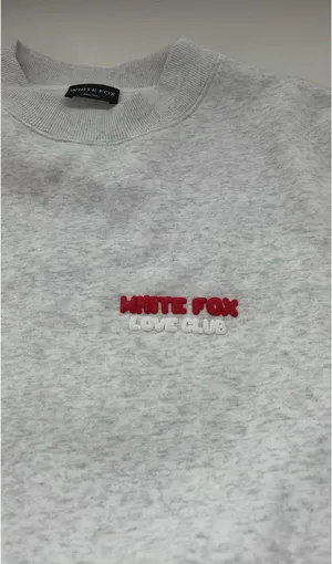 heather grey white fox crewneck thumbnail 2