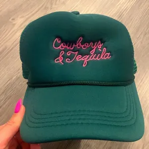 • NEW Cowboys and tequila embroidered green and pink trucker hat thumbnail 2