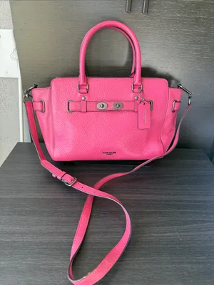 Coach mini Swagger Bag Leather Pink Turn Lock Zip Top Tote Cross body thumbnail 1