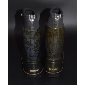Bogs Rain Boots Women Size 9 Black Floral Damask Waterproof Neoprene Good thumbnail 7