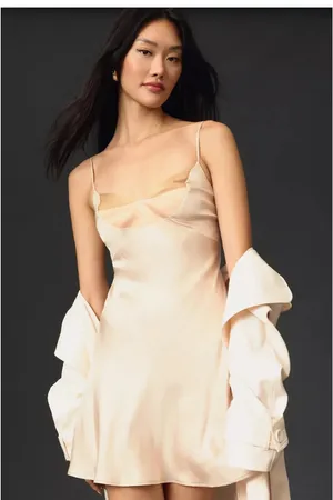 Anthropologie Cream Mini Slip Dress thumbnail 4