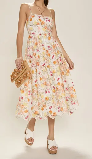 Francesca's Becky Eyelet Fruit Midi Dress thumbnail 1