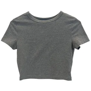 Wild Fable Womens S Fitted Short Sleeve T Shirt Gray Cropped thumbnail 1