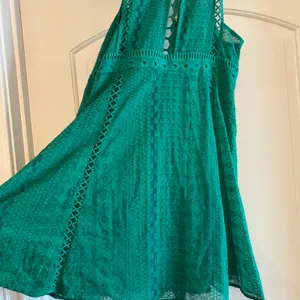 Free People‎ Green Lace Eyelet Cutout Fit Flare Mini Dress Women's Size 8 NWOT thumbnail 9