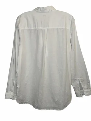J. Crew Factory White Long-Sleeve Popover Blouse thumbnail 3