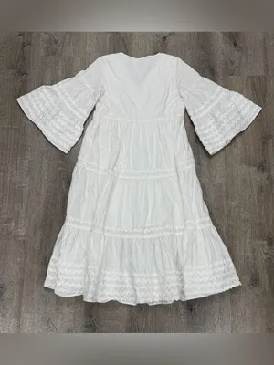 Lisa Marie Fernandez for Target White Ric Rac Flare Sleeve Midi Dress thumbnail 2