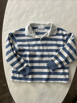 Parke Striped Rugby Shirt Blue White Long Sleeve Sweater Polo Top XS thumbnail 3