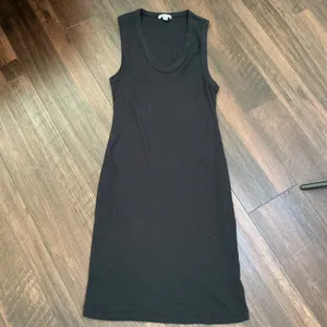 James Perse Standard Ribbed Tank Dress Black Scoop Neck Cotton Midi Size 2 thumbnail 5