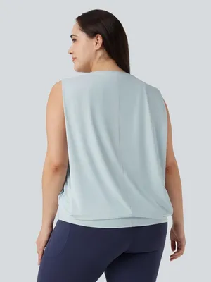 Halara Plus Size Round Neck Cool Touch Yoga Tank Top Frost Veil Grey 2X NWT thumbnail 8