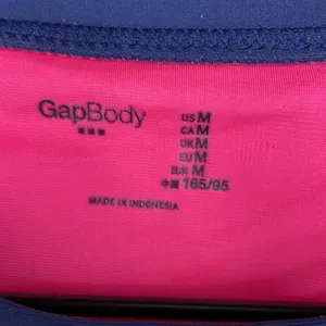 GAP Striped Navy Blue Pink Long Sleeve Athletic Top size Medium thumbnail 4
