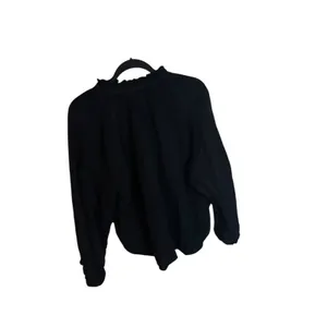 Gap Black Gauze Cotton Ruffle Neck Blouse thumbnail 2
