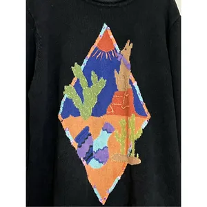 The Quacker Factory Black Orange Cactus Knit Sweater Southwestern coyote 1x thumbnail 2