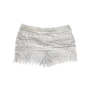 Express Women Medium Embroidery White‎ Elastic Waist Shorts Summer Beach Boho thumbnail 3