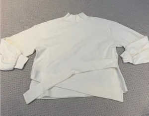 Zara Women’s White Mockneck Long Sleeve Crewneck with Front Tie thumbnail 1