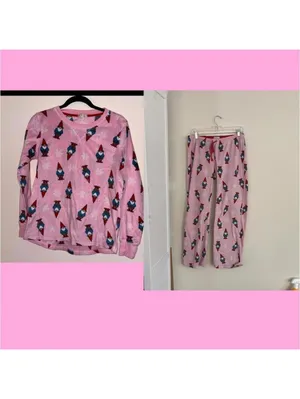 🇺🇸Lounge affair pink gnome and snowflake soft fleece like pajama SET thumbnail 2