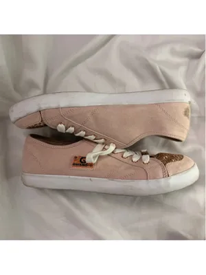 G BY GUESS Sneaker 9M Blush Pink Faux Suede Glitter Toe Low Top Sparkle Comfort thumbnail 3