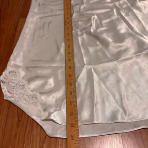 Vtg Delicates Slip Dress‎ Women L Ivory Lace Sequin Pearl Satin Bridal Club Date thumbnail 11