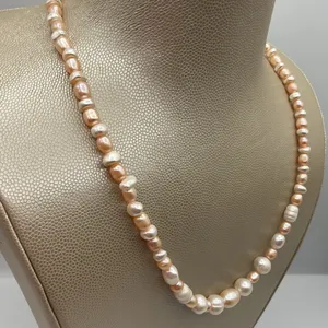 Sterling 925 Pearl Necklace - Pink and White Pearls thumbnail 3