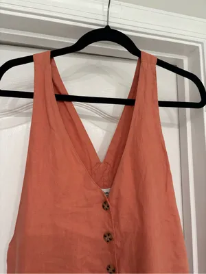 Rhythm V-Neck Button Front Wide-Leg Jumpsuit in Terracotta thumbnail 5