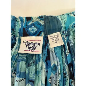 Vintage Broomstick Maxi Skirt Blue Geometric Cotton Huntington Ridge Size Medium thumbnail 3