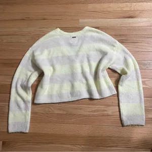 Billabong Coastal Boho Cropped Cardigan Small Beachy Purple Yellow Striped thumbnail 8