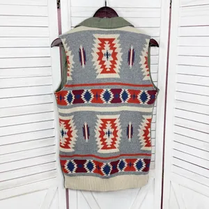 Thread & Supply Aztec Southwestern Print Knit Back Utility‎ Vest Green Small thumbnail 9