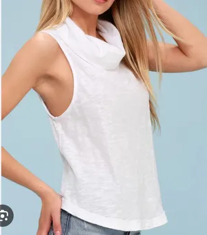 We The Free Summer‎ Thing White Sleeveless Turtleneck Top Sz M thumbnail 1