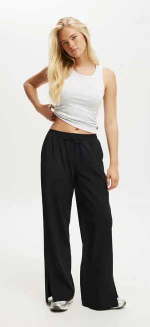 Cotton On Black Wide-Leg Drawstring Track Pants thumbnail 1