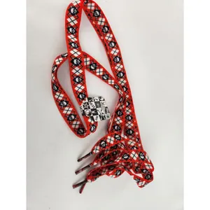 45"‎ Red & White Argyle Skulls Punk Shoelaces Fat Laces Retro 80s Sneakers Shoe thumbnail 4