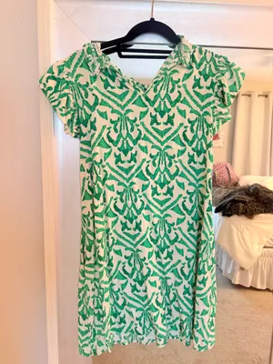 Green and white boutique dress thumbnail 1