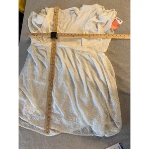 Arula White Swiss Dot Mini Dress NWT Size B 2X V-Neck Ruffle Sleeve Ivory thumbnail 5