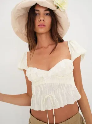 For Love & Lemons Cream Opal Lace Blouse thumbnail 1